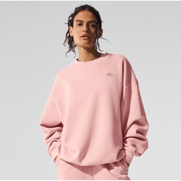 Alo Yoga Accolade Crew Neck Pullover NWT Pink Quartz Size XS - Picture 2 of 14